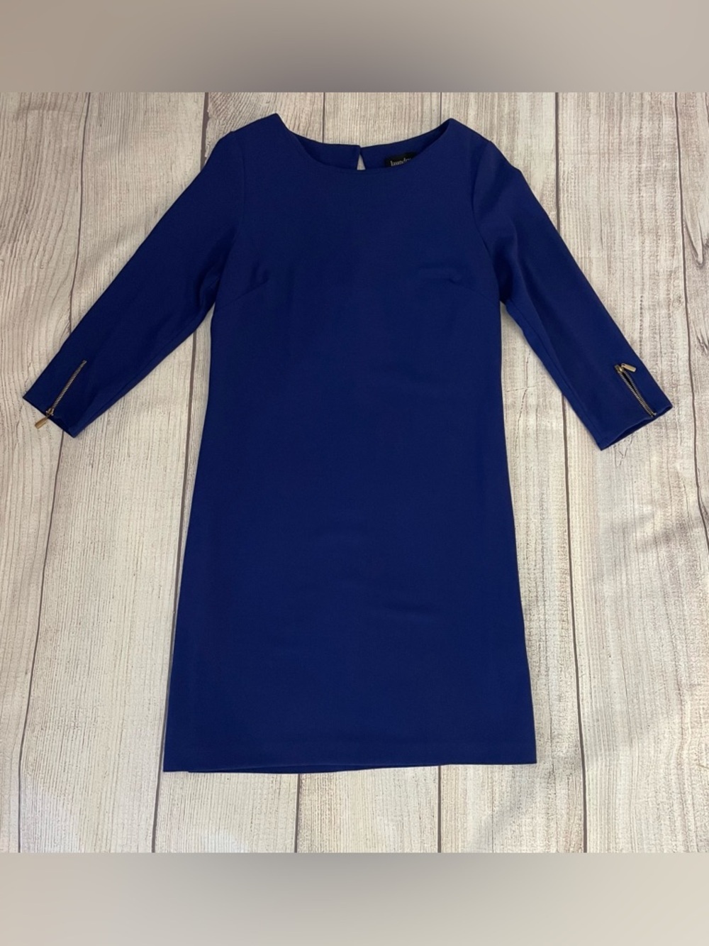 LAUNDRY By Shelli Segal Women’s Royal Blue Sheath Dress w/ Sleeve Zippers Size 4